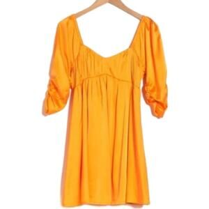 Adelyn Rae Ruched Sleeve Babydoll Dress Empire - Orange Size S